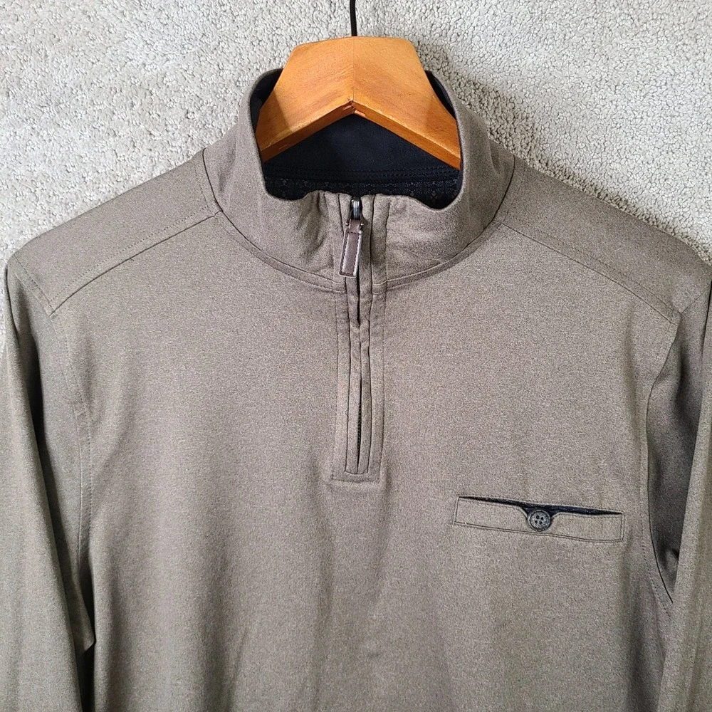Age of Wisdom Pullover Mens S Brown Quarter‎ 1/4 Zip Sweater Lightweight Stretch